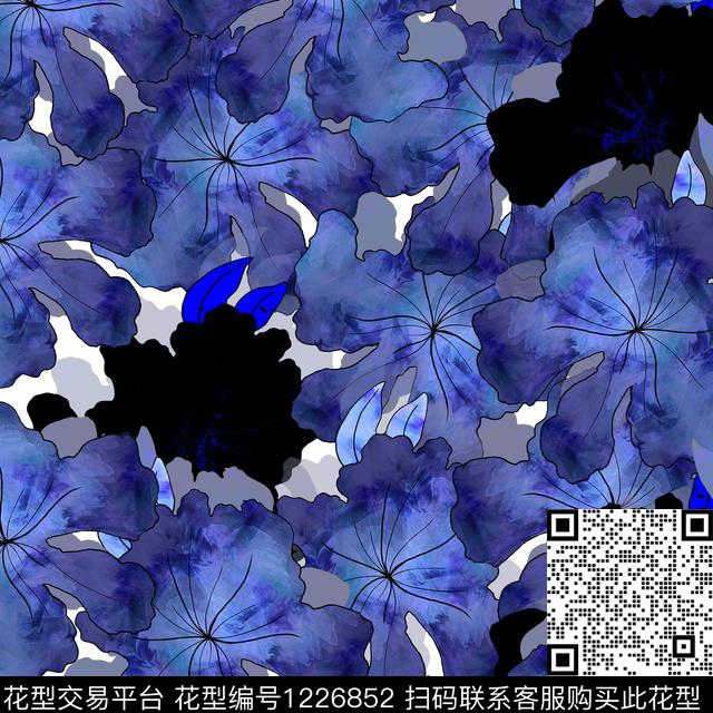 水彩花卉3D立体气质数码印花华亿平台下载（图片编号: 1226852） - 瓦栏（Walan）