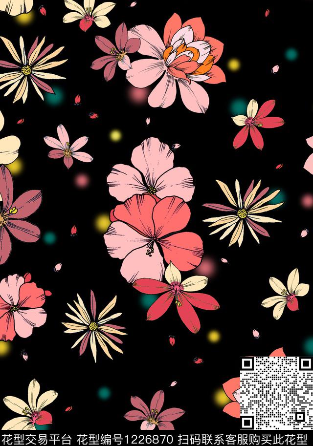 花卉大牌风大花数码印花华亿平台下载（图片编号: 1226870） - 瓦栏（Walan）