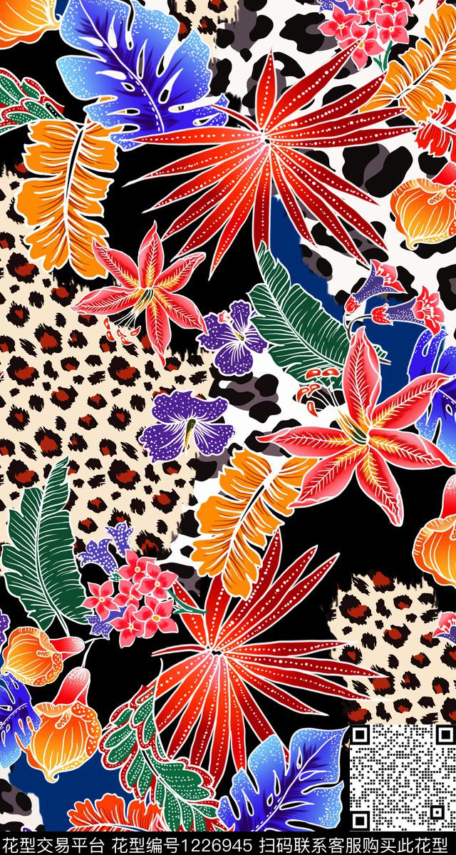 混合拼接矢量豹纹传统印花华亿平台下载（图片编号: 1226945） - 瓦栏（Walan）