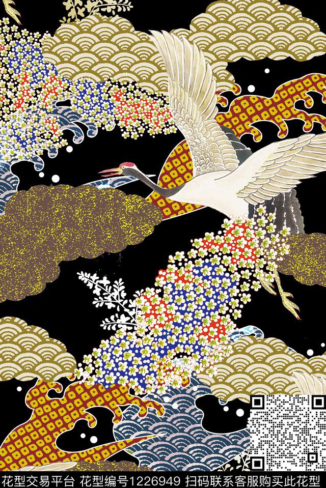 抽象花卉大牌风抽象数码印花华亿平台下载（图片编号: 1226949） - 瓦栏（Walan）