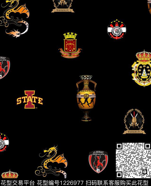 字母大牌风几何数码印花华亿平台下载（图片编号: 1226977） - 瓦栏（Walan）