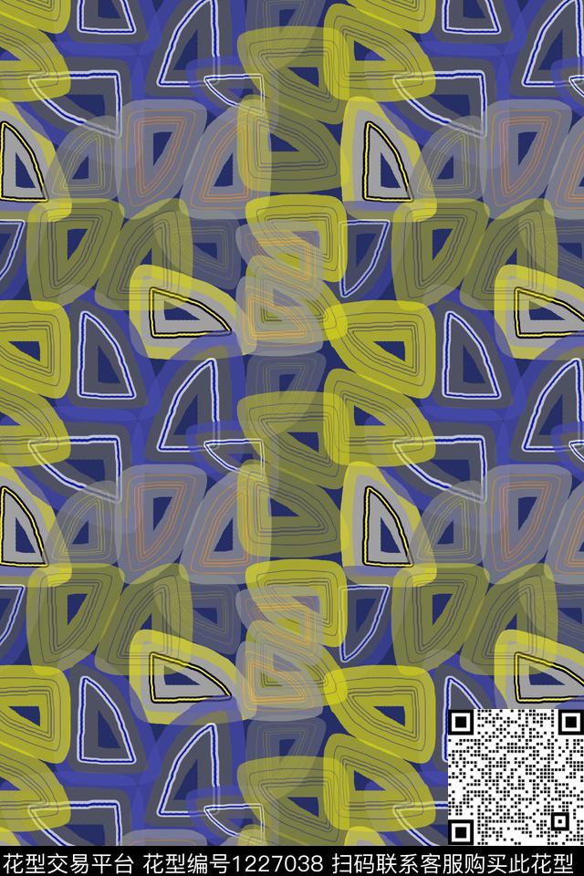 三角形几何渐变色彩数码印花华亿平台下载（图片编号: 1227038） - 瓦栏（Walan）