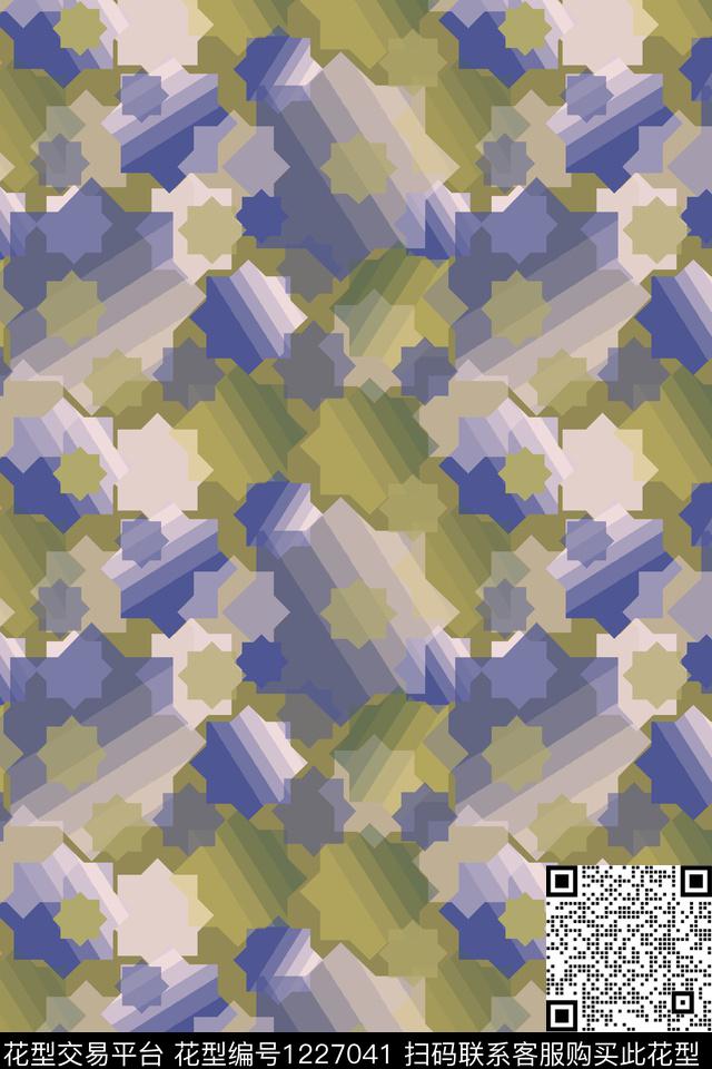 几何渐变色彩密铺几何数码印花华亿平台下载（图片编号: 1227041） - 瓦栏（Walan）