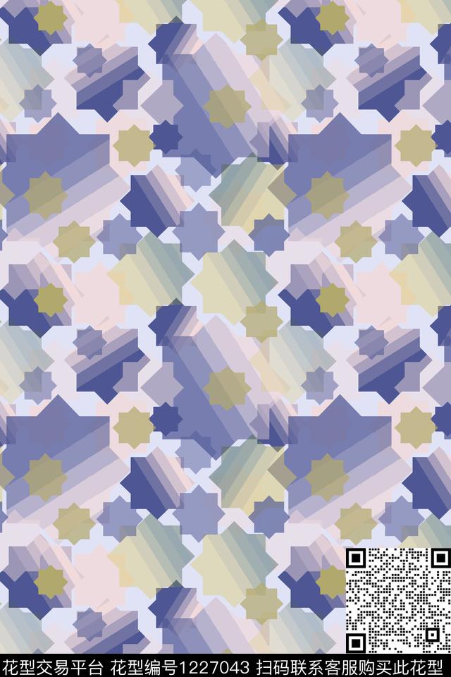 几何渐变色彩密铺几何数码印花华亿平台下载（图片编号: 1227043） - 瓦栏（Walan）