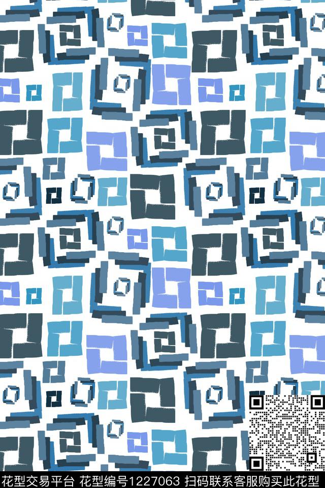 几何密铺几何手绘线条笔触传统印花华亿平台下载（图片编号: 1227063） - 瓦栏（Walan）