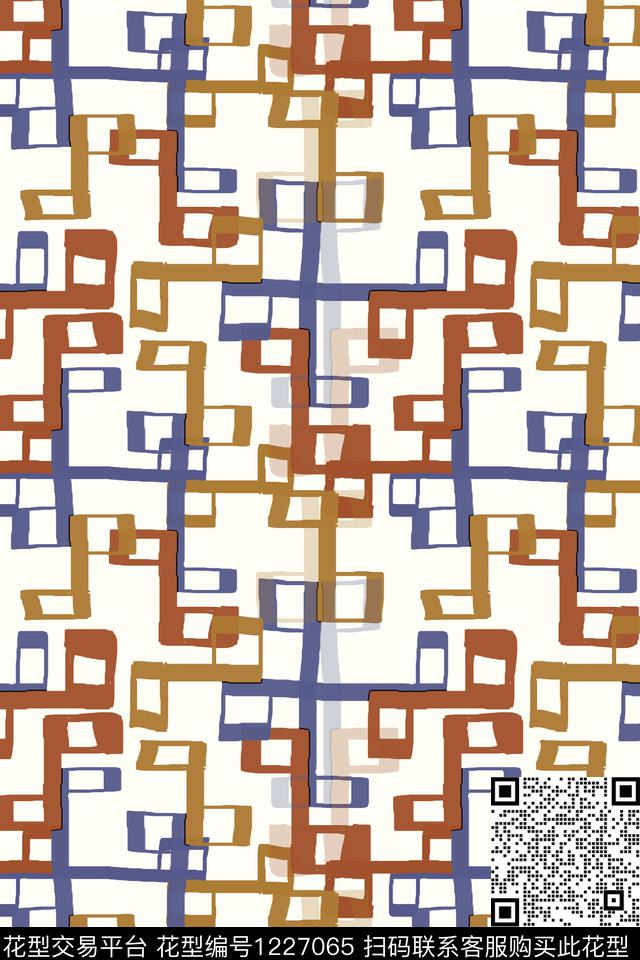 几何密铺几何手绘线条笔触传统印花华亿平台下载（图片编号: 1227065） - 瓦栏（Walan）