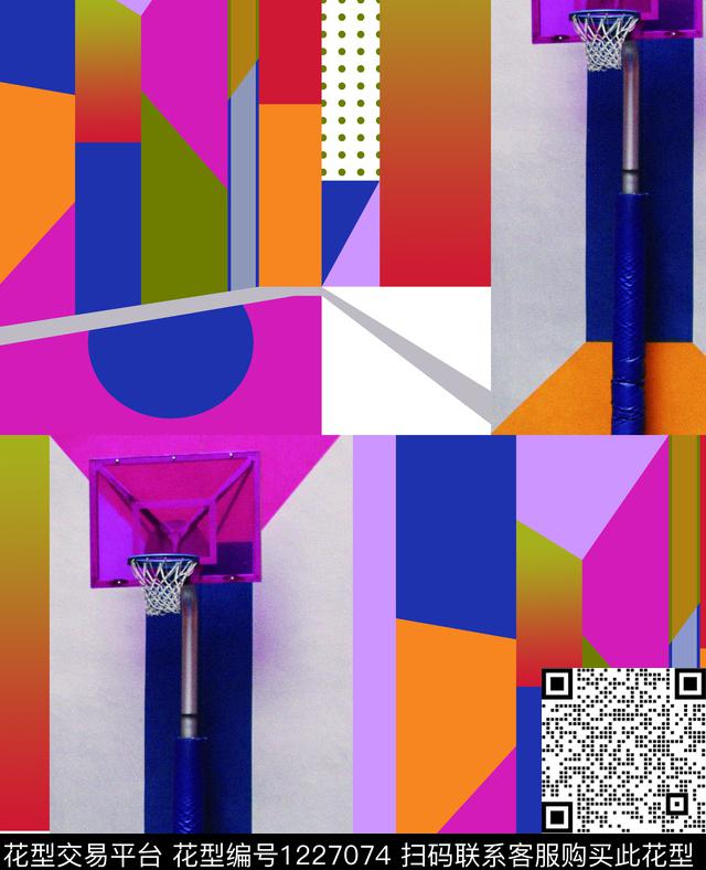 运动大牌风几何数码印花华亿平台下载（图片编号: 1227074） - 瓦栏（Walan）