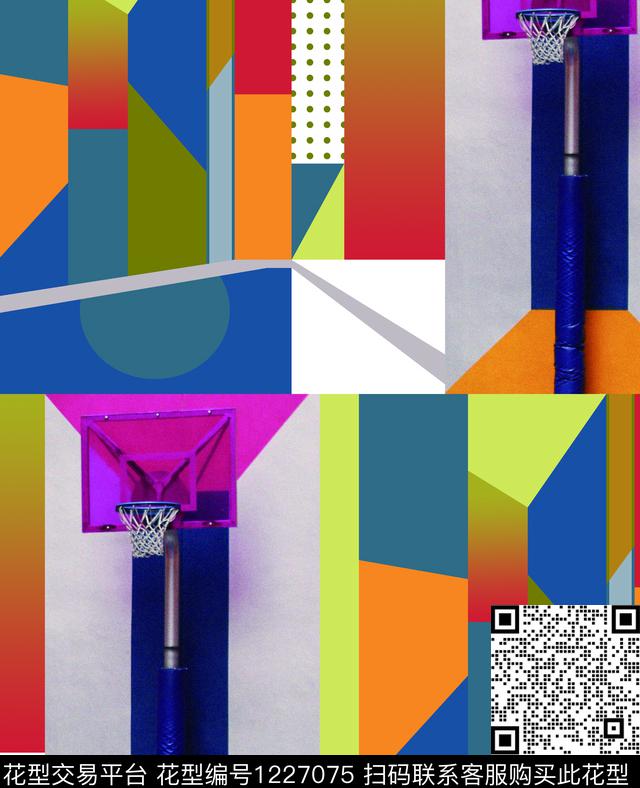 运动大牌风几何数码印花华亿平台下载（图片编号: 1227075） - 瓦栏（Walan）