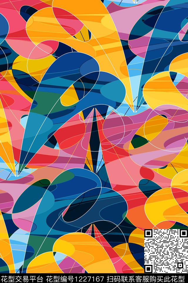 抽象男装休闲运动服数码印花华亿平台下载（图片编号: 1227167） - 瓦栏（Walan）