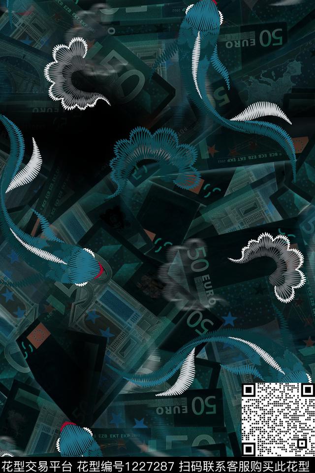 大牌男装数码科技几何炫酷数码印花华亿平台下载（图片编号: 1227287） - 瓦栏（Walan）