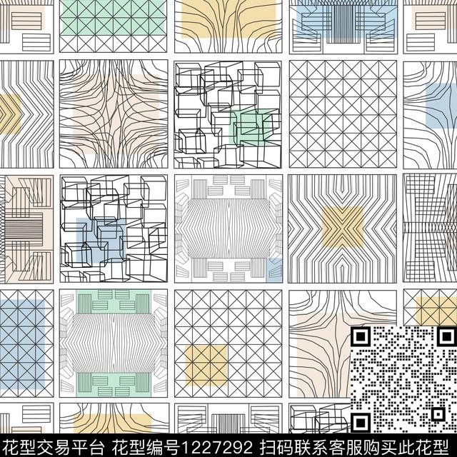 几何格子时尚传统印花华亿平台下载（图片编号: 1227292） - 瓦栏（Walan）