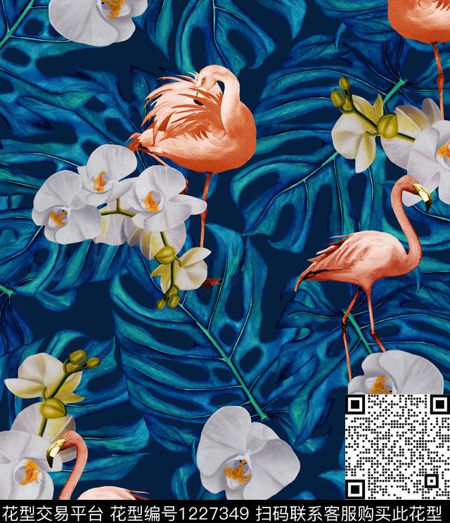 火烈鸟仙人掌Cactus数码印花华亿平台下载（图片编号: 1227349） - 瓦栏（Walan）