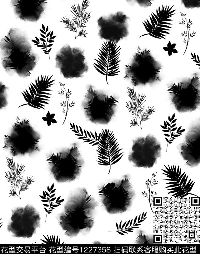 水墨风笔画Strokes数码印花华亿平台下载（图片编号: 1227358） - 瓦栏（Walan）