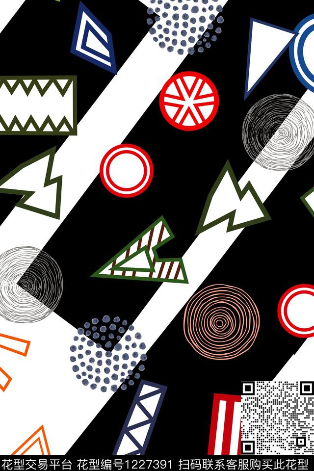 圆形几何传统印花华亿平台下载（图片编号: 1227391） - 瓦栏（Walan）