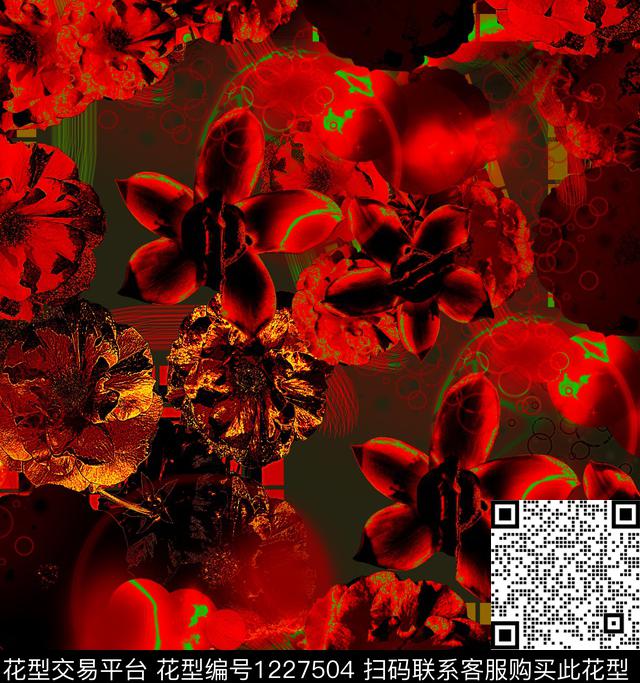 迷彩花卉混合拼接数码印花华亿平台下载（图片编号: 1227504） - 瓦栏（Walan）