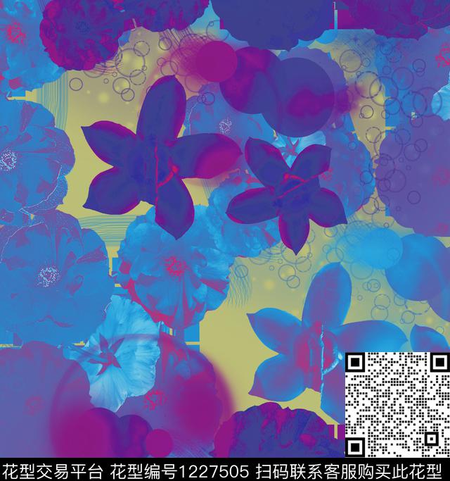 迷彩花卉混合拼接数码印花华亿平台下载（图片编号: 1227505） - 瓦栏（Walan）