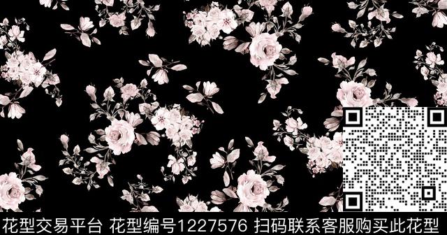 传统华亿平台手绘大花春夏华亿平台传统印花华亿平台下载（图片编号: 1227576） - 瓦栏（Walan）