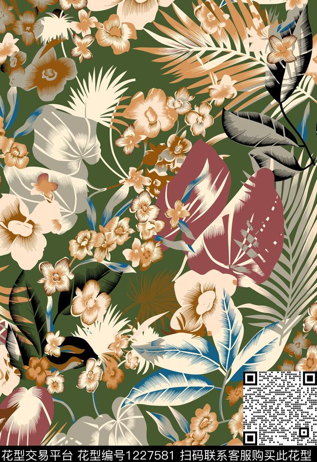女装花卉传统印花华亿平台下载（图片编号: 1227581） - 瓦栏（Walan）