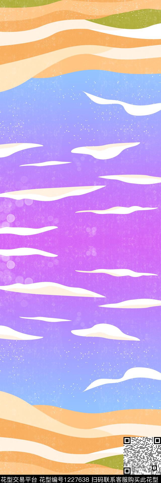 海浪几何蓝色数码印花华亿平台下载（图片编号: 1227638） - 瓦栏（Walan）