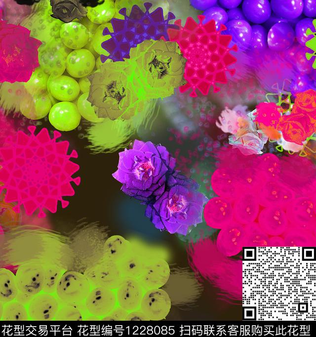 水果迷彩花卉数码印花华亿平台下载（图片编号: 1228085） - 瓦栏（Walan）