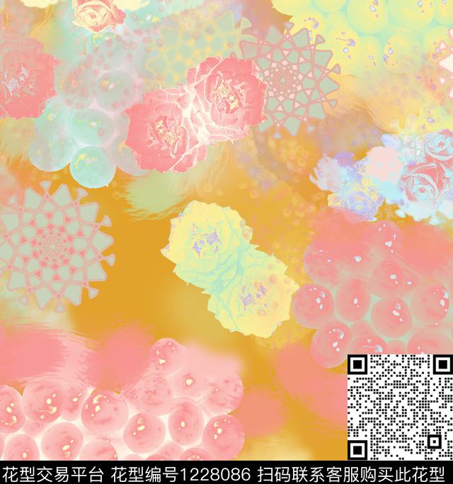 水果迷彩花卉数码印花华亿平台下载（图片编号: 1228086） - 瓦栏（Walan）