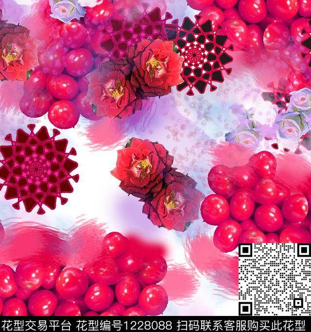 水果花卉数码印花华亿平台下载（图片编号: 1228088） - 瓦栏（Walan）