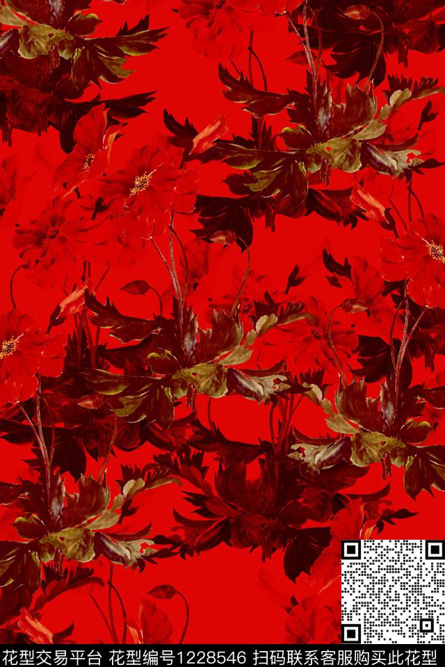 大牌风花卉数码华亿平台数码印花华亿平台下载（图片编号: 1228546） - 瓦栏（Walan）