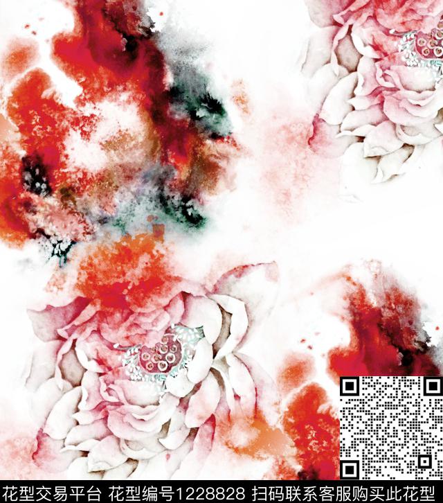 水彩花卉rosewatercolor数码印花华亿平台下载（图片编号: 1228828） - 瓦栏（Walan）