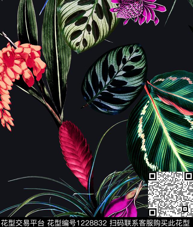 仙人掌铁树芭蕉树数码印花华亿平台下载（图片编号: 1228832） - 瓦栏（Walan）