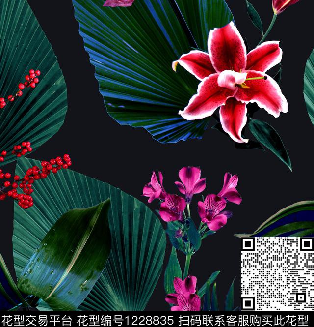 仙人掌铁树芭蕉树数码印花华亿平台下载（图片编号: 1228835） - 瓦栏（Walan）