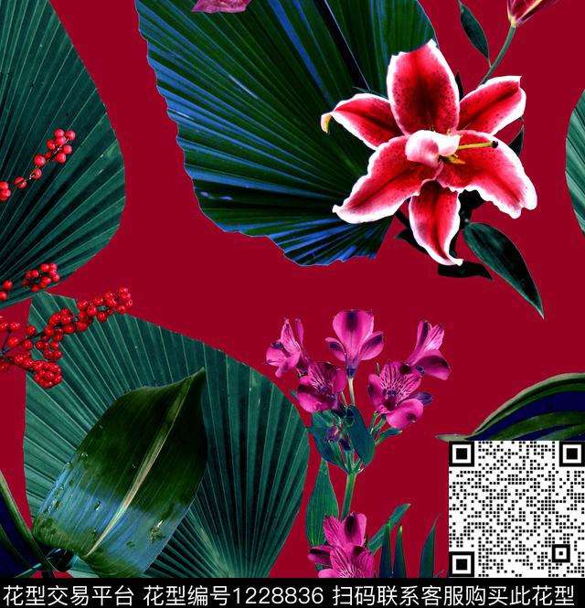 仙人掌铁树芭蕉树数码印花华亿平台下载（图片编号: 1228836） - 瓦栏（Walan）