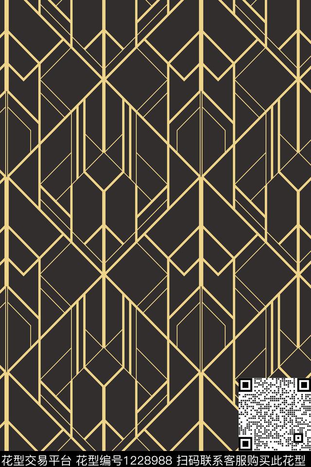 抽象几何线条数码印花华亿平台下载（图片编号: 1228988） - 瓦栏（Walan）