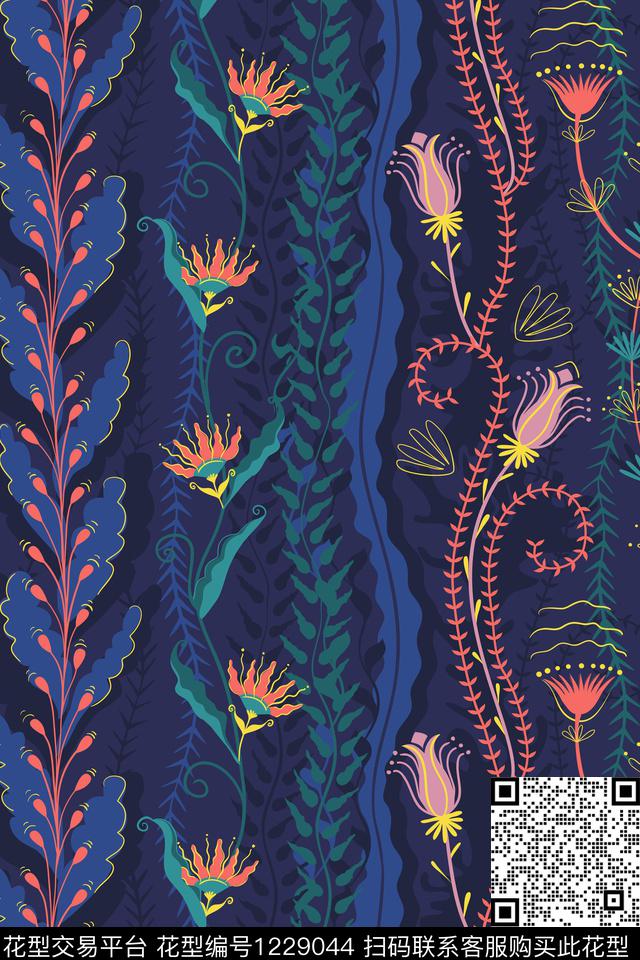 鲜花海洋民族风数码印花华亿平台下载（图片编号: 1229044） - 瓦栏（Walan）