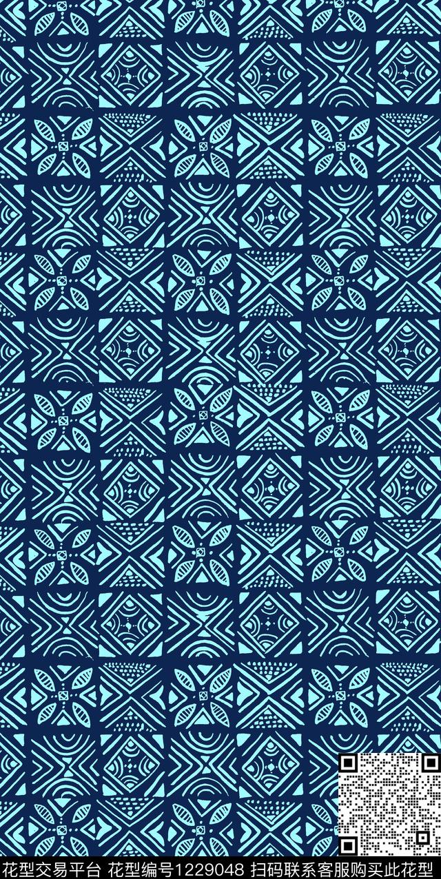 抽象手绘几何传统印花华亿平台下载（图片编号: 1229048） - 瓦栏（Walan）