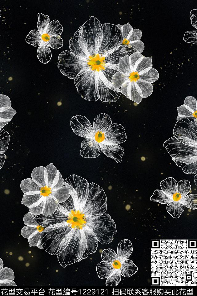 抽象花卉大牌风数码华亿平台数码印花华亿平台下载（图片编号: 1229121） - 瓦栏（Walan）