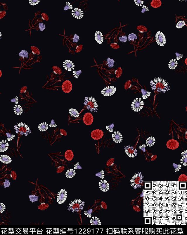 兰花小碎花葡萄数码印花华亿平台下载（图片编号: 1229177） - 瓦栏（Walan）