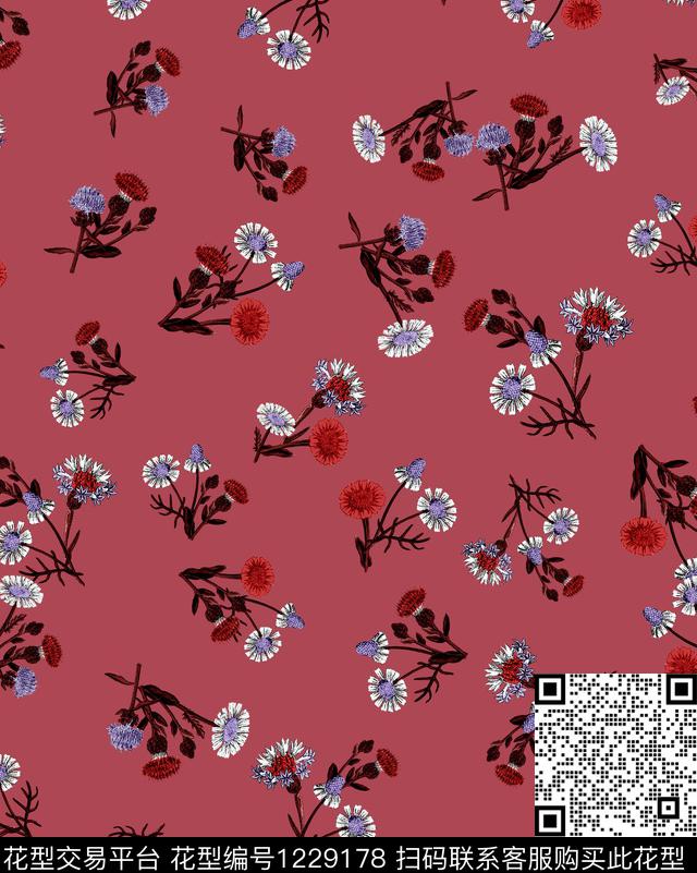 兰花小碎花葡萄数码印花华亿平台下载（图片编号: 1229178） - 瓦栏（Walan）