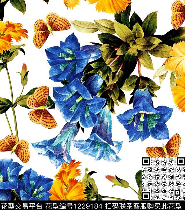 兰花小碎花葡萄数码印花华亿平台下载（图片编号: 1229184） - 瓦栏（Walan）