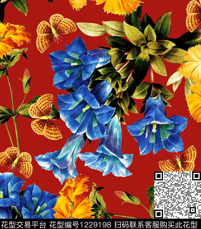 兰花小碎花葡萄数码印花华亿平台下载（图片编号: 1229198） - 瓦栏（Walan）