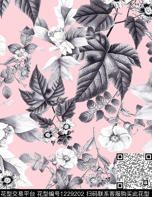 兰花小碎花葡萄数码印花华亿平台下载（图片编号: 1229202） - 瓦栏（Walan）