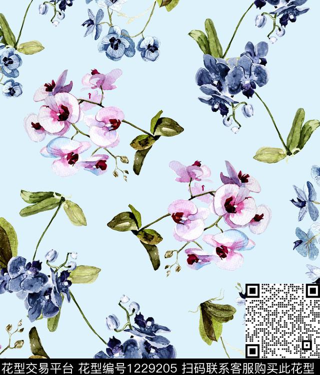 兰花小碎花葡萄数码印花华亿平台下载（图片编号: 1229205） - 瓦栏（Walan）