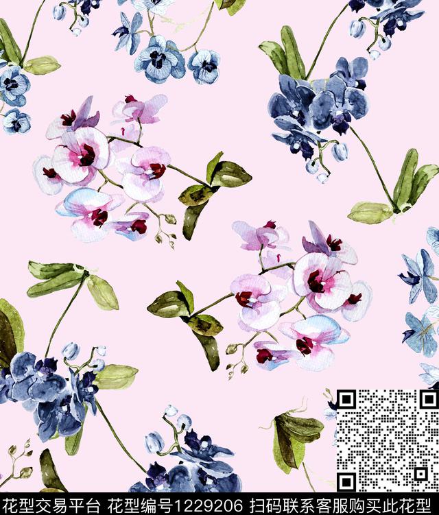 兰花小碎花葡萄数码印花华亿平台下载（图片编号: 1229206） - 瓦栏（Walan）