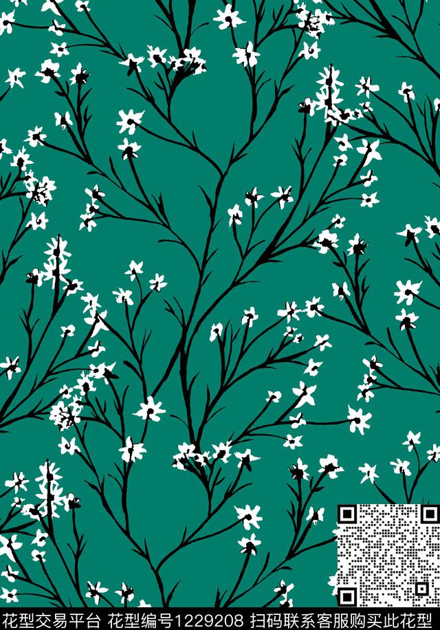 兰花小碎花葡萄传统印花华亿平台下载（图片编号: 1229208） - 瓦栏（Walan）