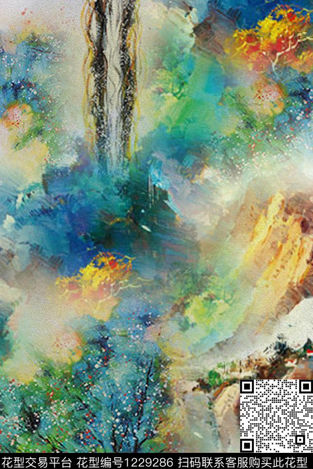 大牌风彩底花卉文艺数码印花华亿平台下载（图片编号: 1229286） - 瓦栏（Walan）