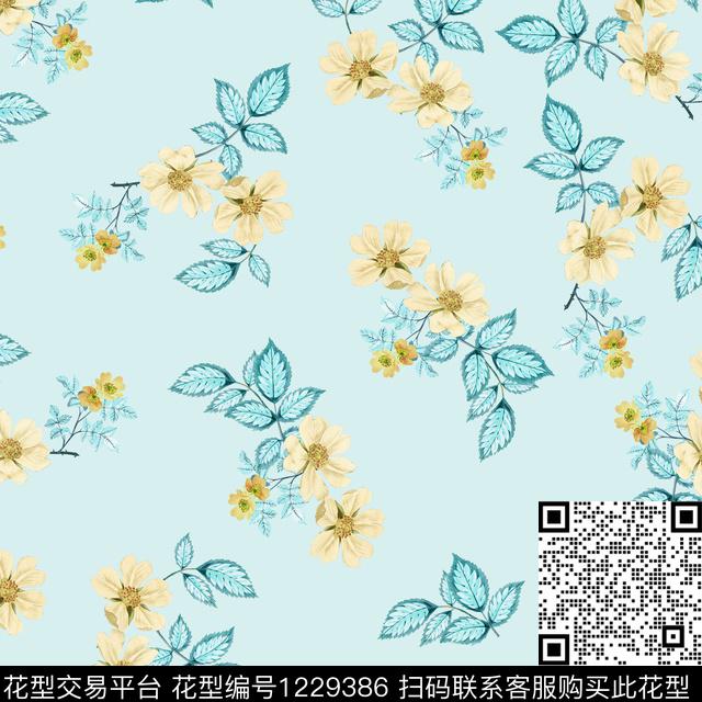 3D立体清爽底花卉小碎花数码印花华亿平台下载（图片编号: 1229386） - 瓦栏（Walan）