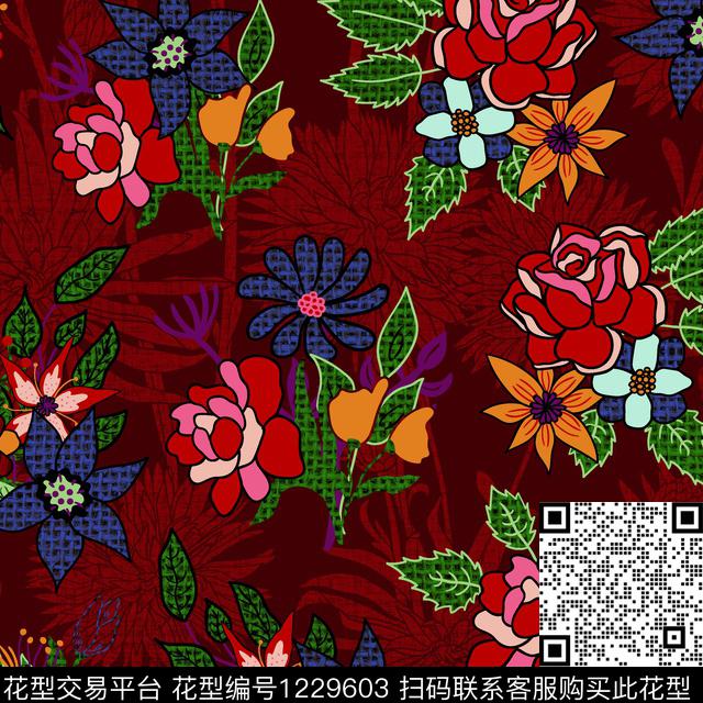 花卉矢量中老年数码印花华亿平台下载（图片编号: 1229603） - 瓦栏（Walan）