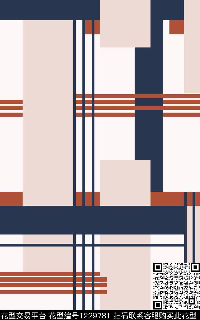 几何格子线条传统印花华亿平台下载（图片编号: 1229781） - 瓦栏（Walan）