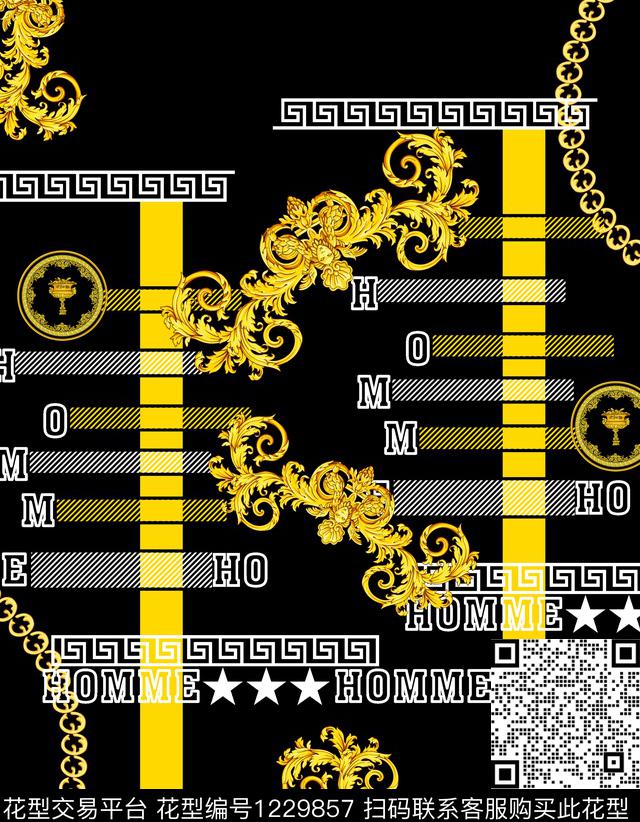 大牌风几何男装数码印花华亿平台下载（图片编号: 1229857） - 瓦栏（Walan）