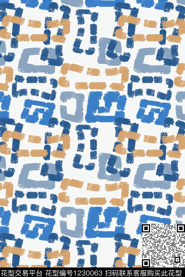 线条画几何手绘线条笔触传统印花华亿平台下载（图片编号: 1230063） - 瓦栏（Walan）