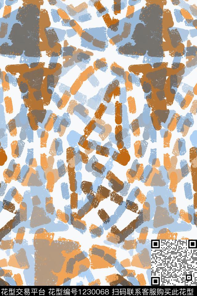 手绘线条笔触男装休闲花卉密铺几何传统印花华亿平台下载（图片编号: 1230068） - 瓦栏（Walan）